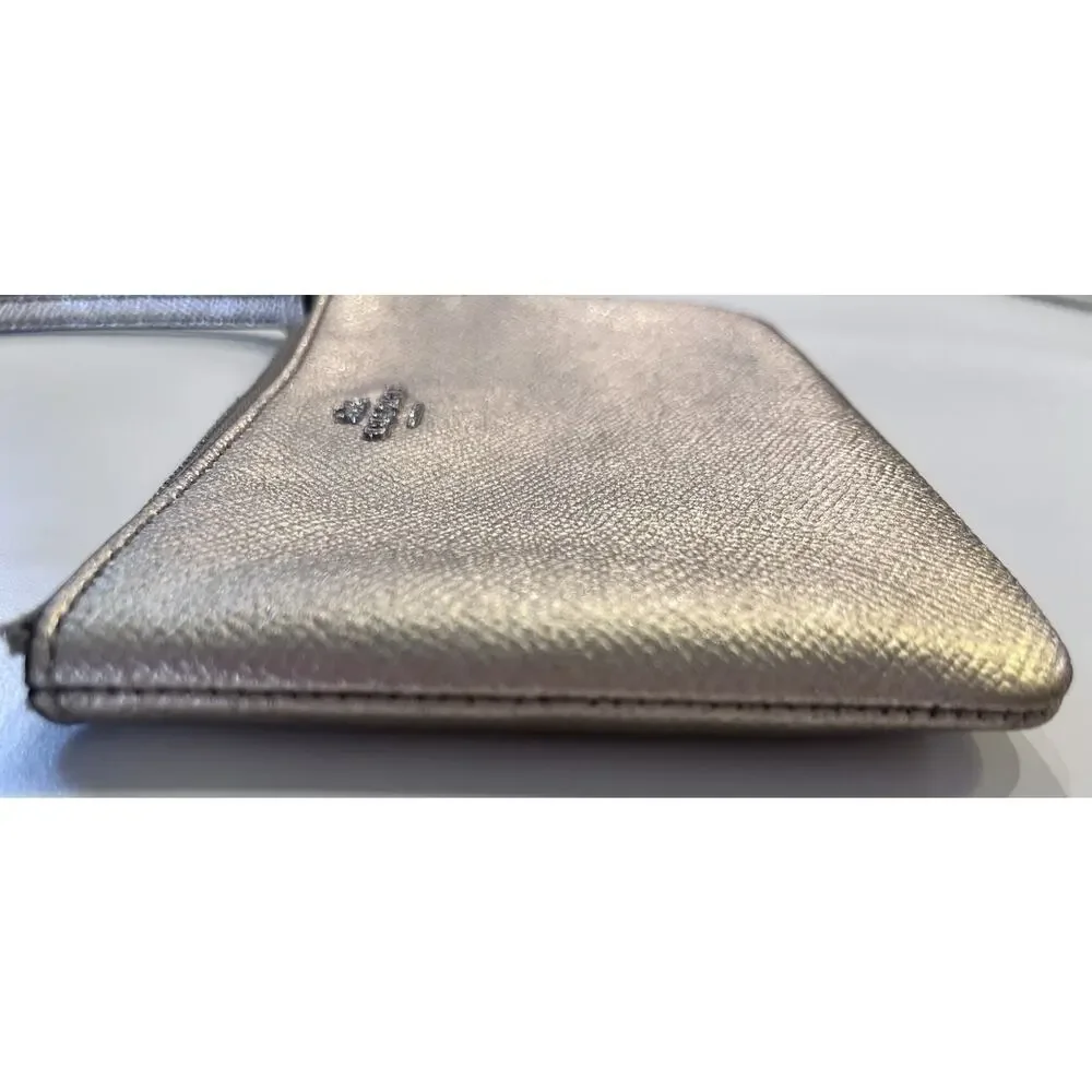 Coach Gold Wristlet Shimmer Glam Small Flat Clutch 6”X4”Party